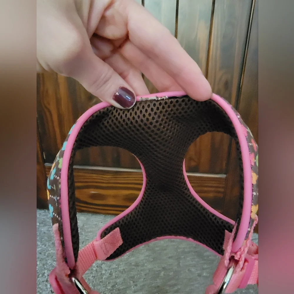 Pink and Brown Floral Small Dog Harness